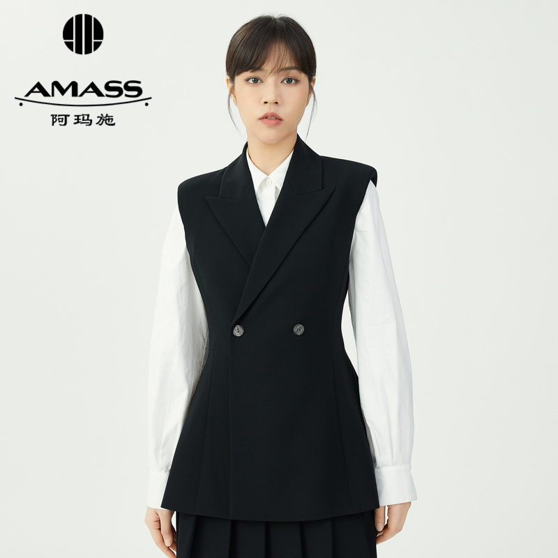 AMASS阿玛施 气质通勤两粒扣马甲外套 5400732