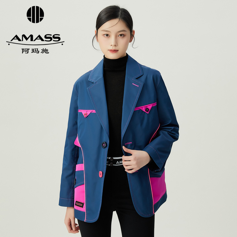 阿玛施AMASS 潮流感个性撞色廓形西装外套5400764