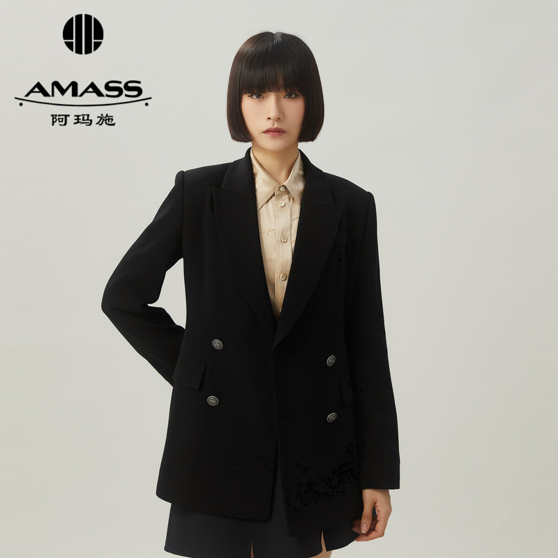 阿玛施AMASS 经典通勤百搭气质四粒扣直身版西装5400773