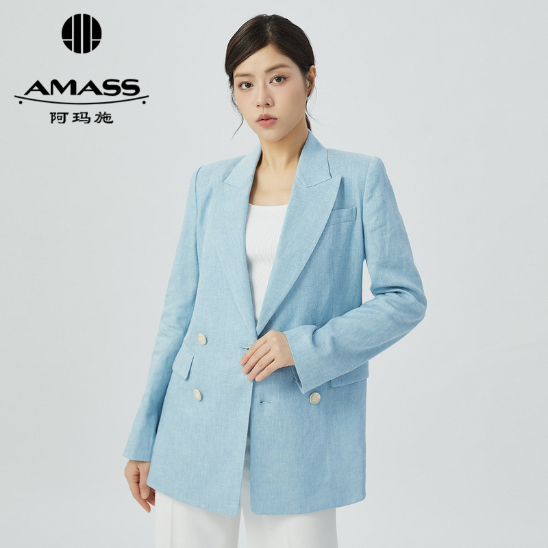 阿玛施AMASS 新版经典通勤四粒扣收身中长款西装5400773