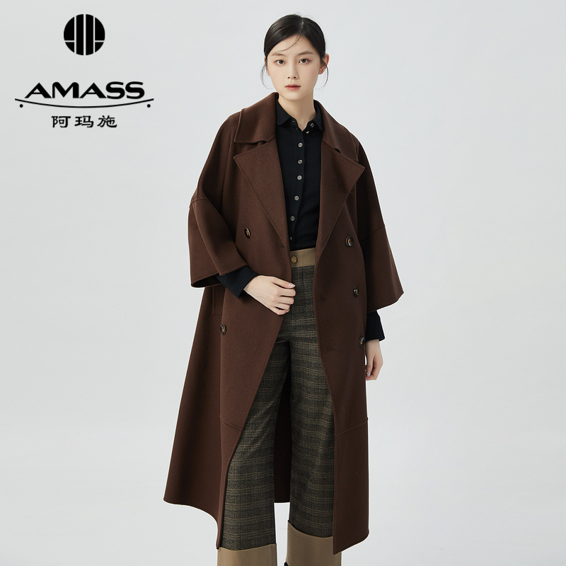 阿玛施AMASS 经典极简风气质中长款双面呢大衣5400774