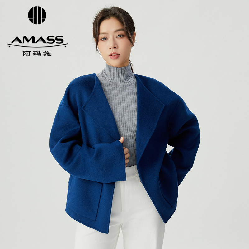 阿玛施 AMASS 极简风纯色质感羊绒外套5400778