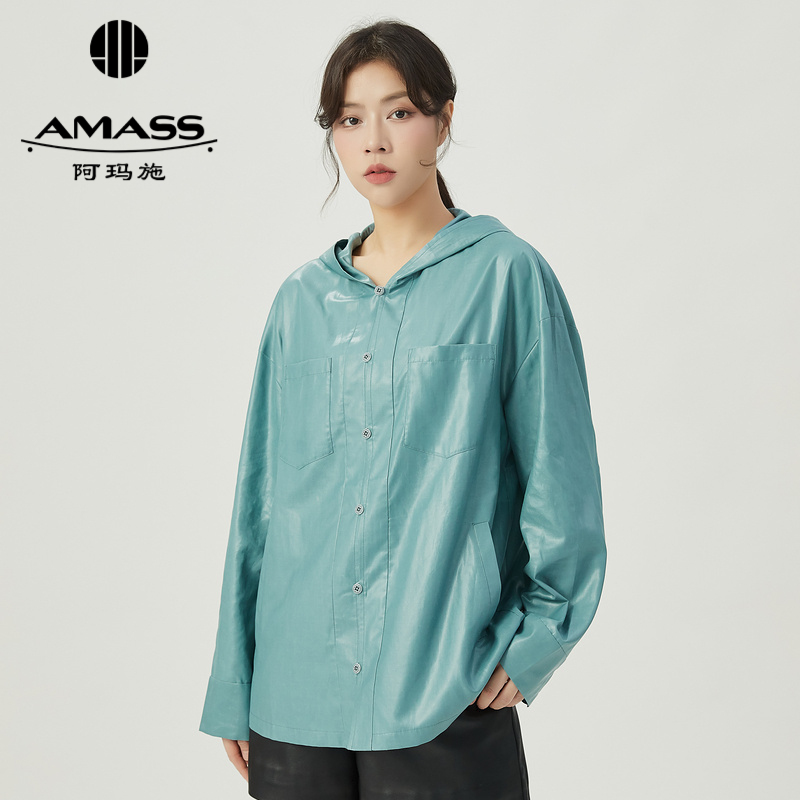 阿玛施AMASS新款科技感涂层轻薄连帽外套5400779