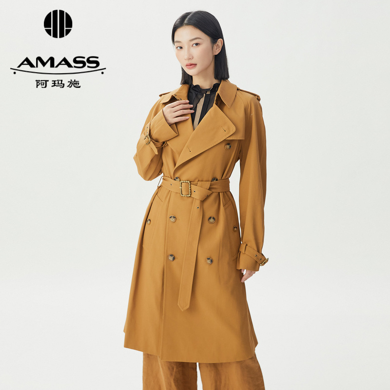阿玛施AMASS 经典时髦复古质感长款廓形风衣5400805