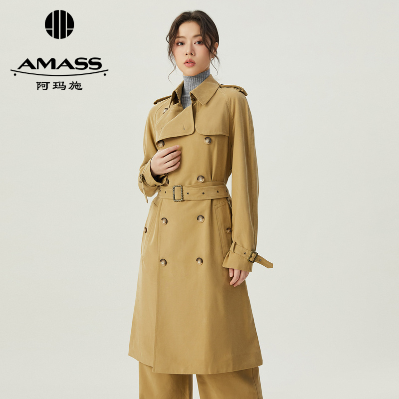 阿玛施AMASS 经典时髦气质中长款风衣外套5400805