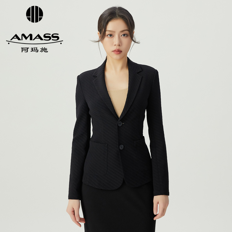 阿玛施AMASS 经典通勤暗纹气质收身西装5400808