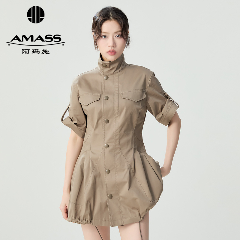 阿玛施AMASS 户外山系利落剪裁收腰短袖夹克风衣5400814