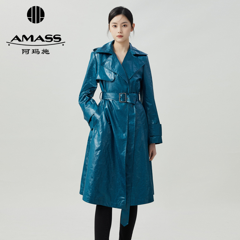 阿玛施AMASS 高级气场长款皮风衣5400818