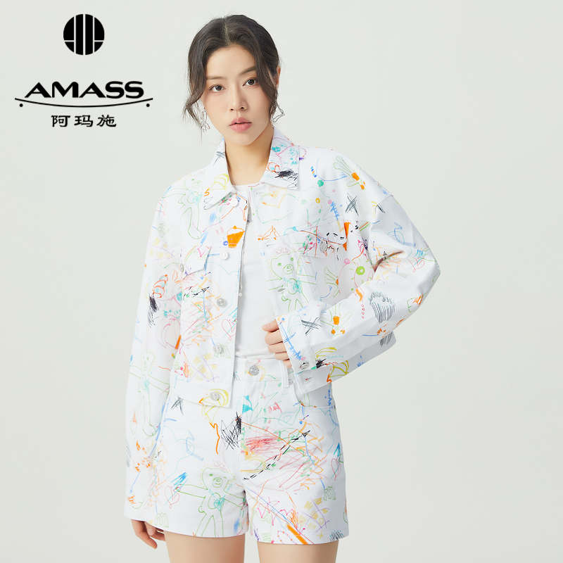 阿玛施AMASS 经典复古风做旧水洗牛仔外套5400820