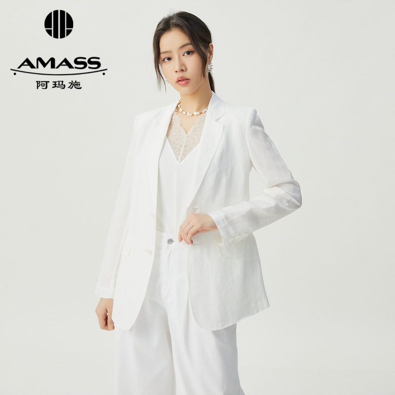 阿玛施AMASS 夏日清凉感休闲通勤亚麻西装5400823