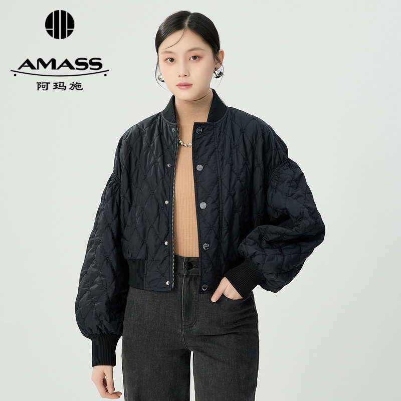 阿玛施AMASS 质感飞行员夹克式短款菱格棉服外套5400844