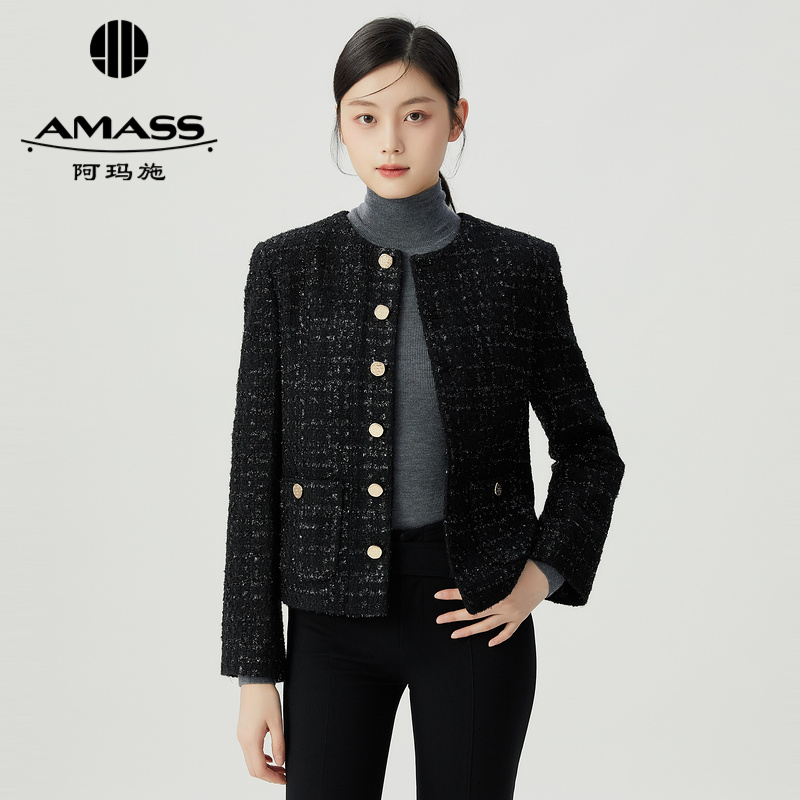 阿玛施AMASS 精致细闪千金风圆领小香外套5400847