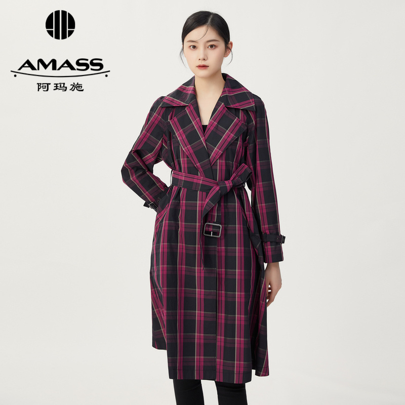 AMASS阿玛施 极简风大翻领宽松风衣 附腰带5400848