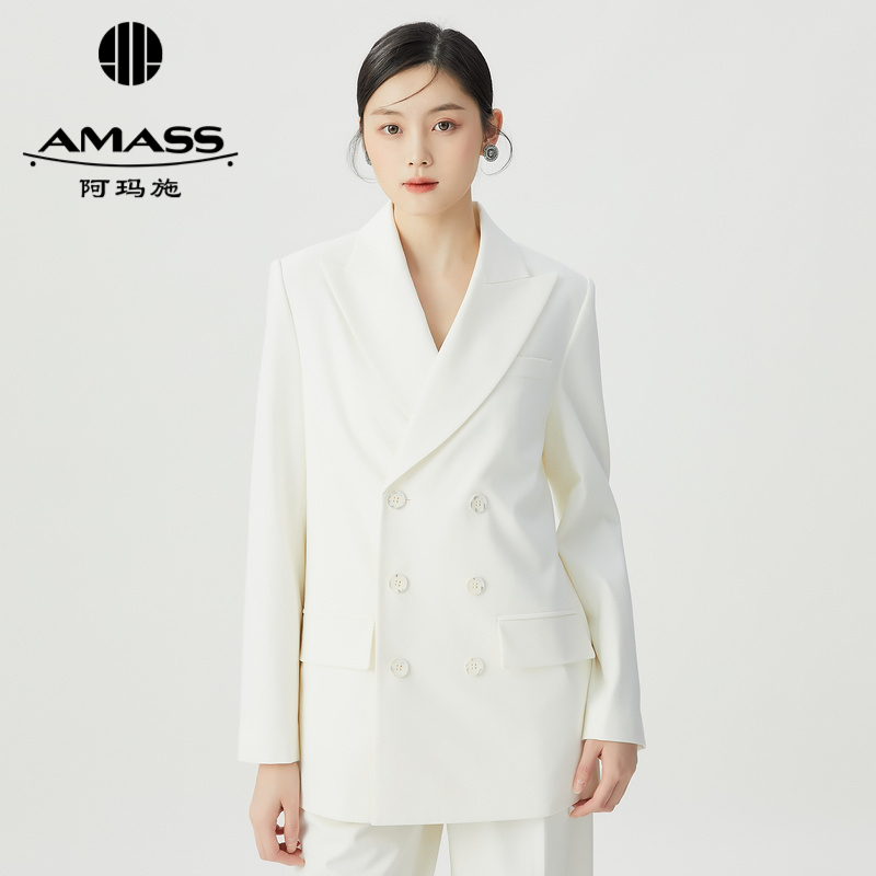 阿玛施AMASS 经典质感通勤“吸烟装”中长款西服5400868
