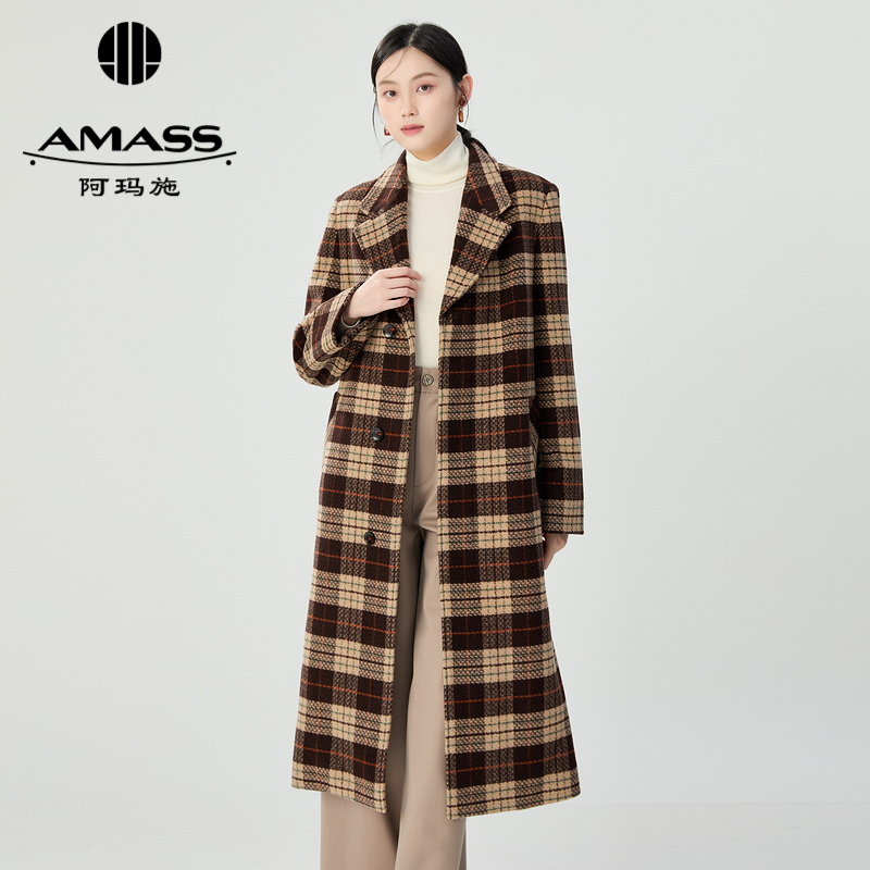 阿玛施AMASS 极简H形帅气复古皮革质感中长款外套5400891