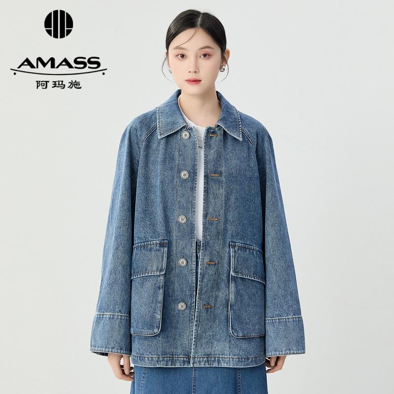 阿玛施AMASS 复古宽松大口袋工装风牛仔外套5400896
