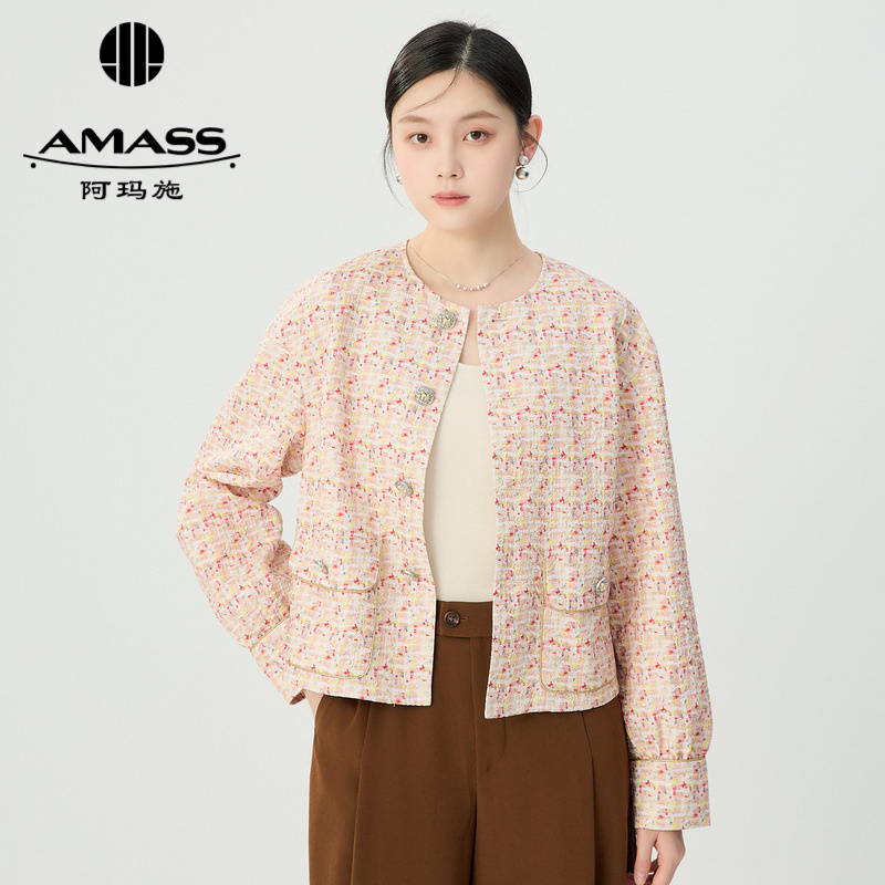 阿玛施AMASS 气质复古轻奢花呢小香风外套5400912