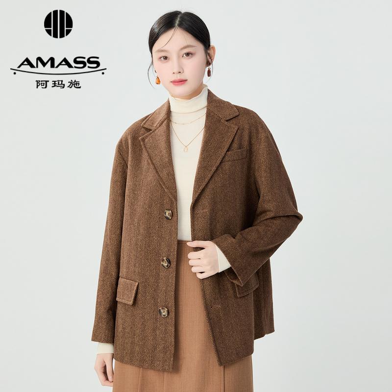 阿玛施AMASS 单排扣落肩休闲感平驳领廓形西装5400914