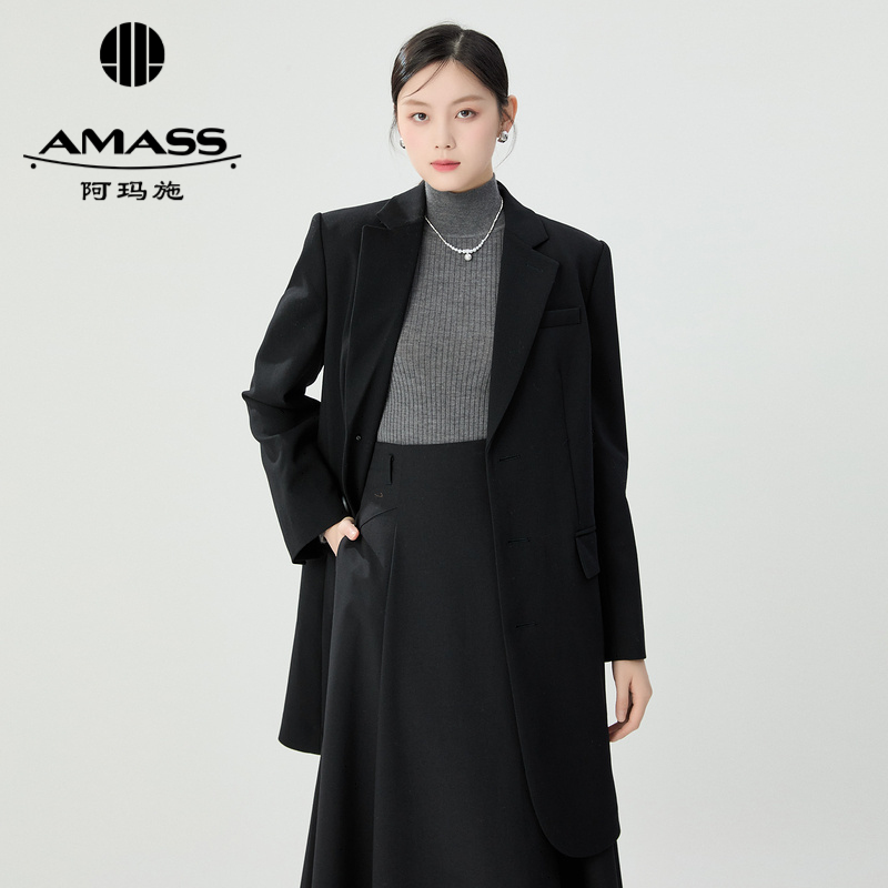 阿玛施AMASS 中长款共享衣橱单排扣宽肩西装5400934