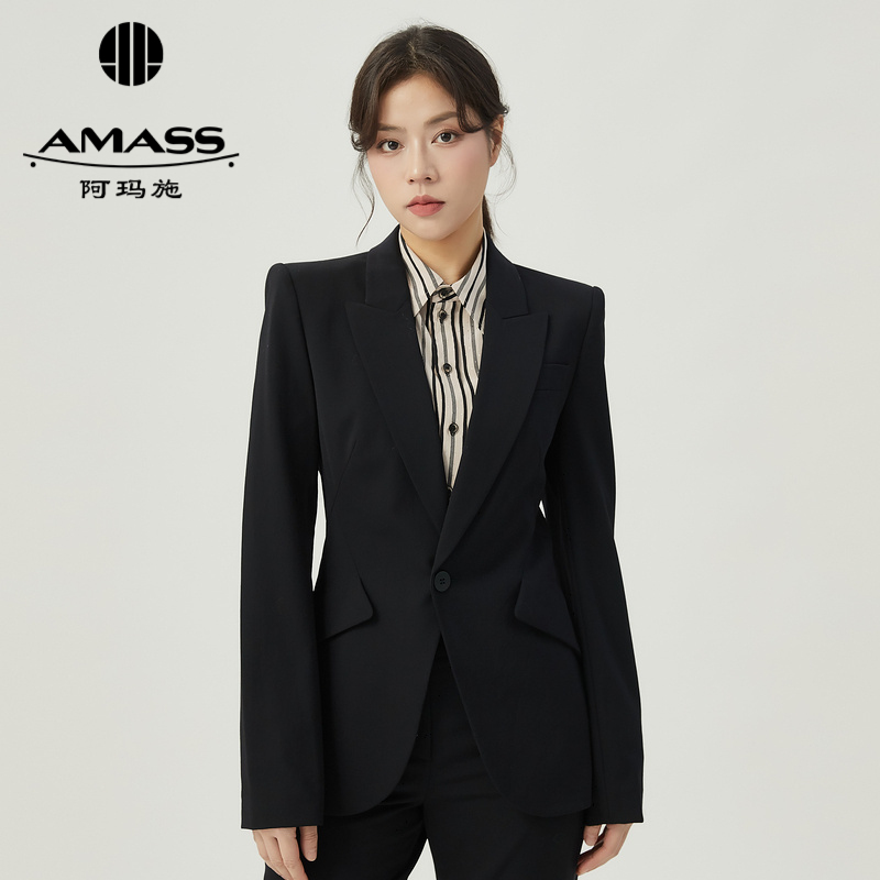 阿玛施AMASS 高人一等经典通勤单扣修身西装5492809