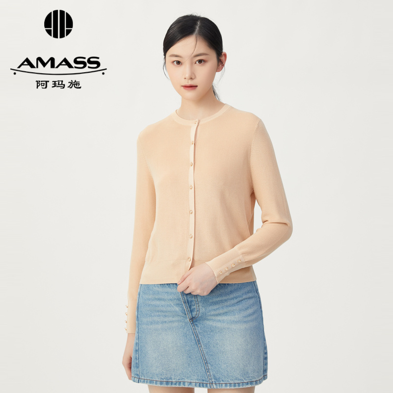 AMASS阿玛施 圆领单排扣针织开衫 5499093