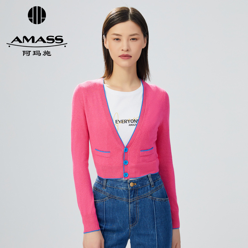 AMASS阿玛施 V领撞色针织开衫5499155