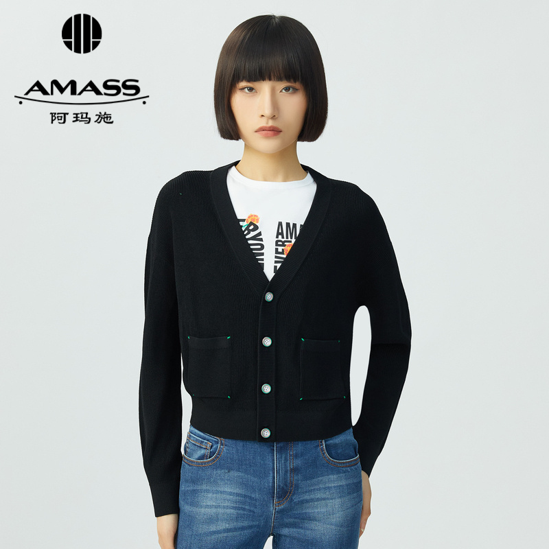 AMASS阿玛施 傲娇小精灵休闲V领针织开衫 5499164