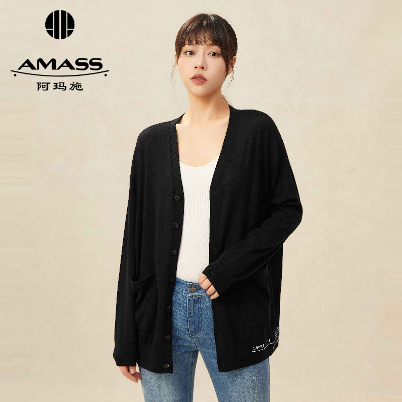 AMASS阿玛施宽松版字母logo羊绒开衫5499169