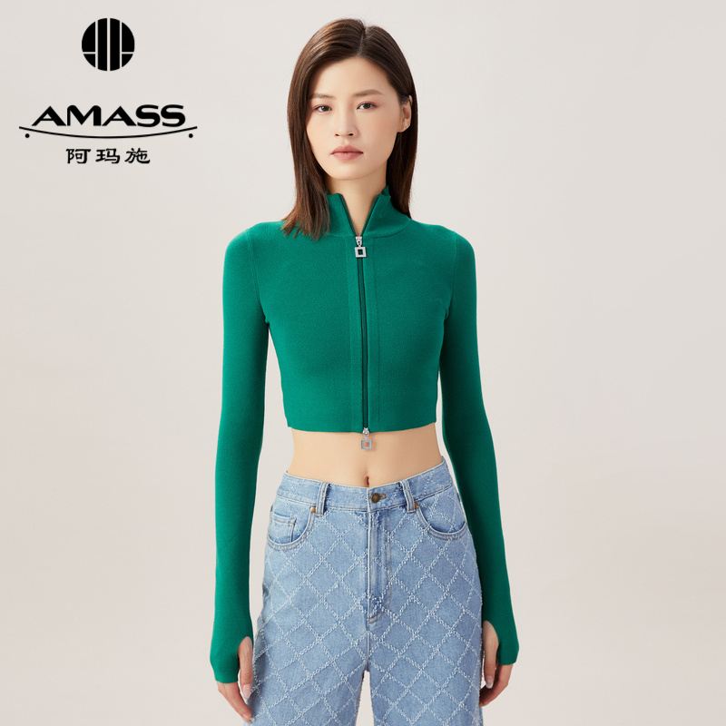 AMASS阿玛施 简约个性潮酷风立领针织开衫5499193