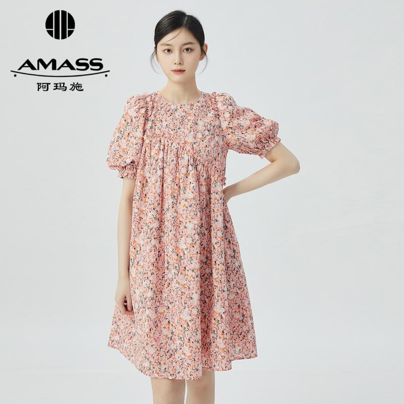 AMASS阿玛施 泡泡袖宫廷连衣短裙5500388-1A99852-001