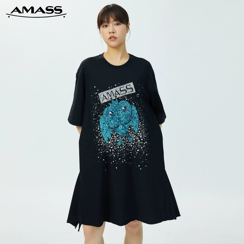 AMASS阿玛施 高光时刻圆领短袖洋装裙5500389-1