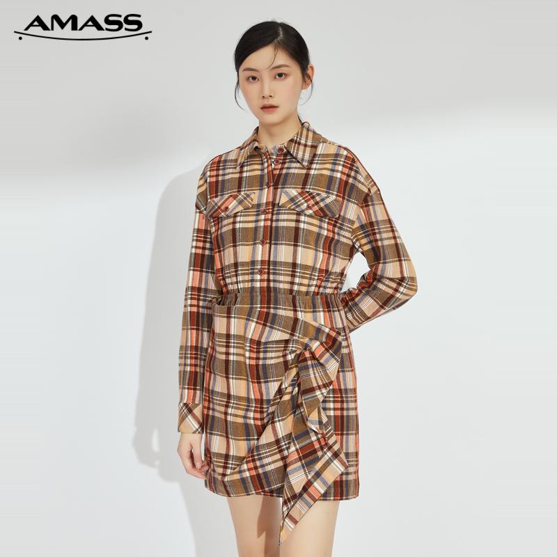 AMASS阿玛施 格纹收腰洋装5500407
