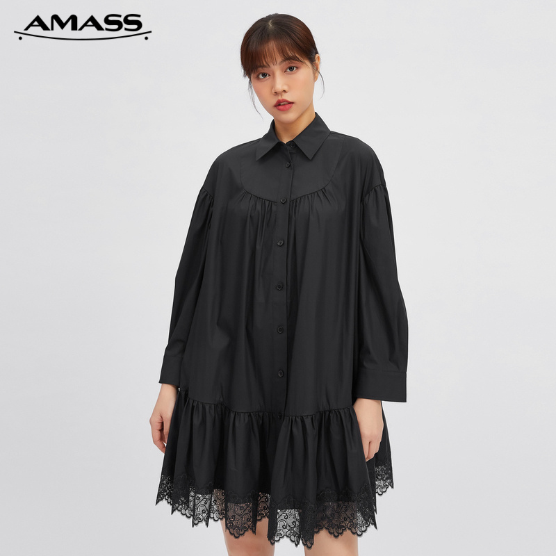 AMASS阿玛施 拼接蕾丝衬衫连衣裙5500414