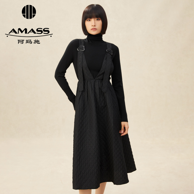 AMASS阿玛施菱格深V吊带洋装裙5500467