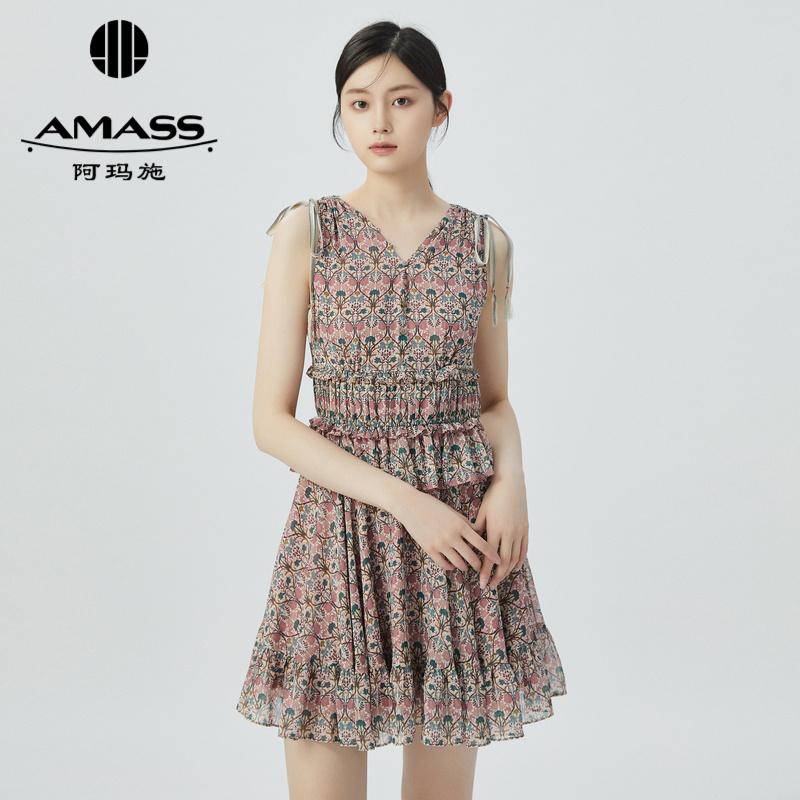 阿玛施AMASS 复古浪漫碎花无袖洋装5500481