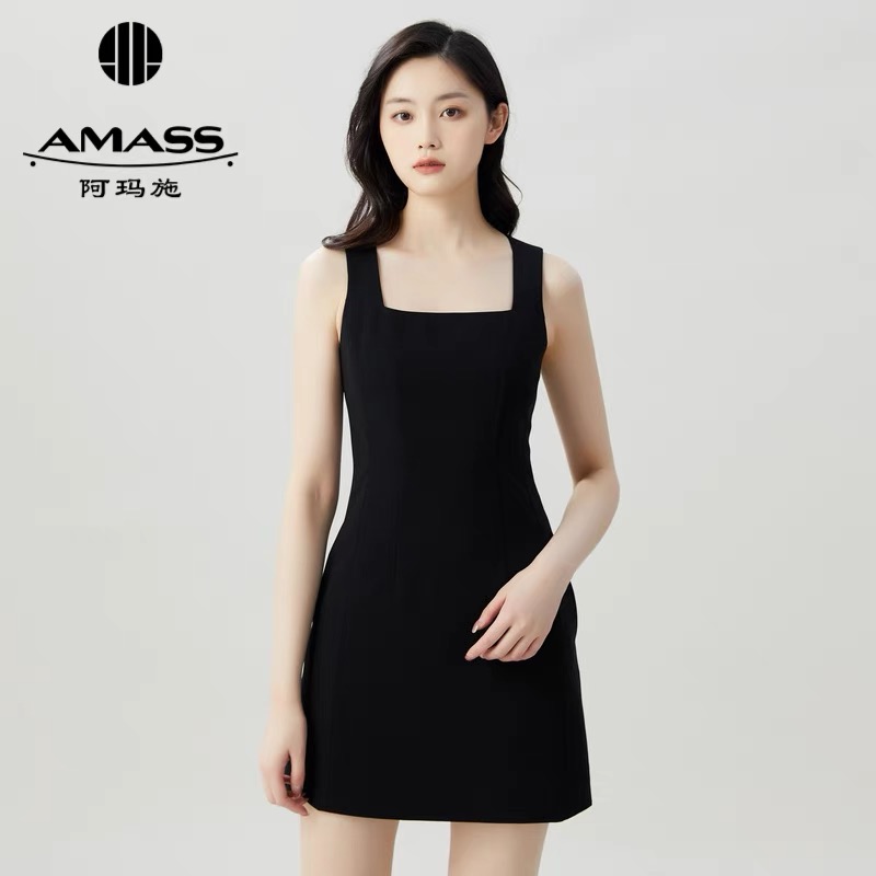 AMASS阿玛施 简约纯色无袖收身短款洋装5500484