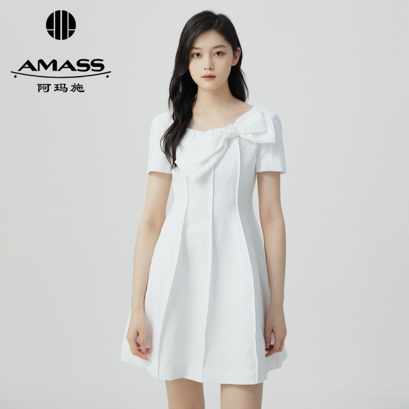 阿玛施AMASS  质感方领甜美可爱蝴蝶结公主洋装5500490