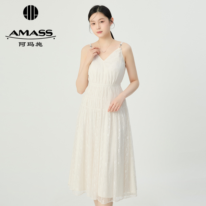 阿玛施AMASS 浪漫法式蕾丝吊带连衣裙5500493