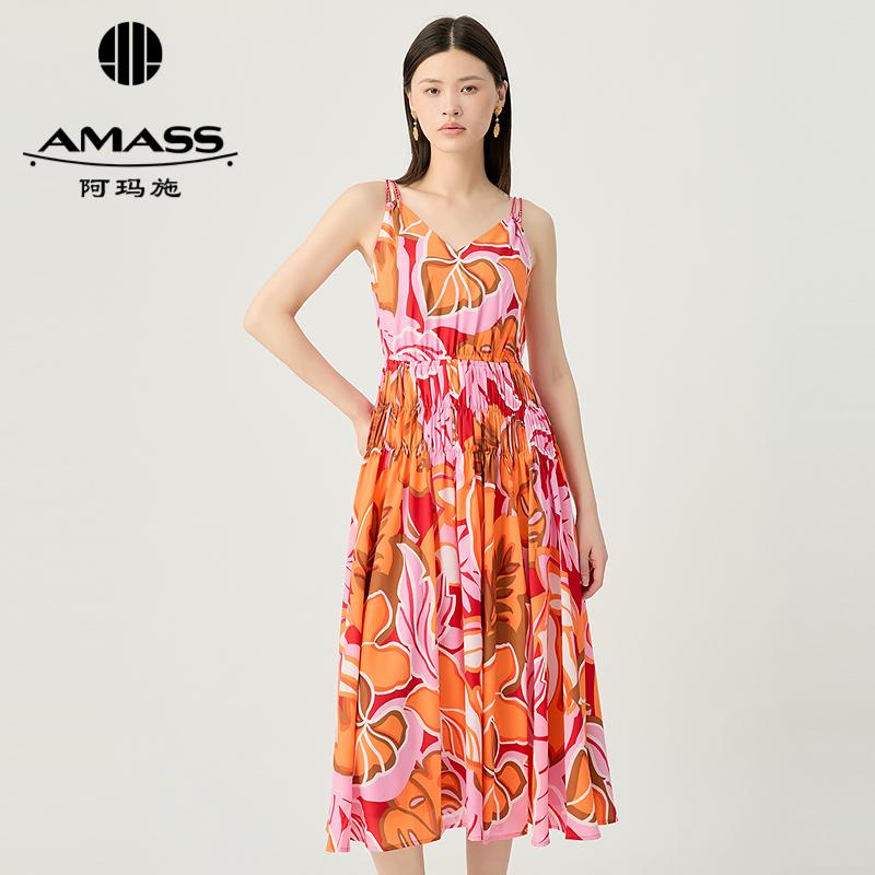 阿玛施AMASS 法式复古波点吊带连衣裙5500493