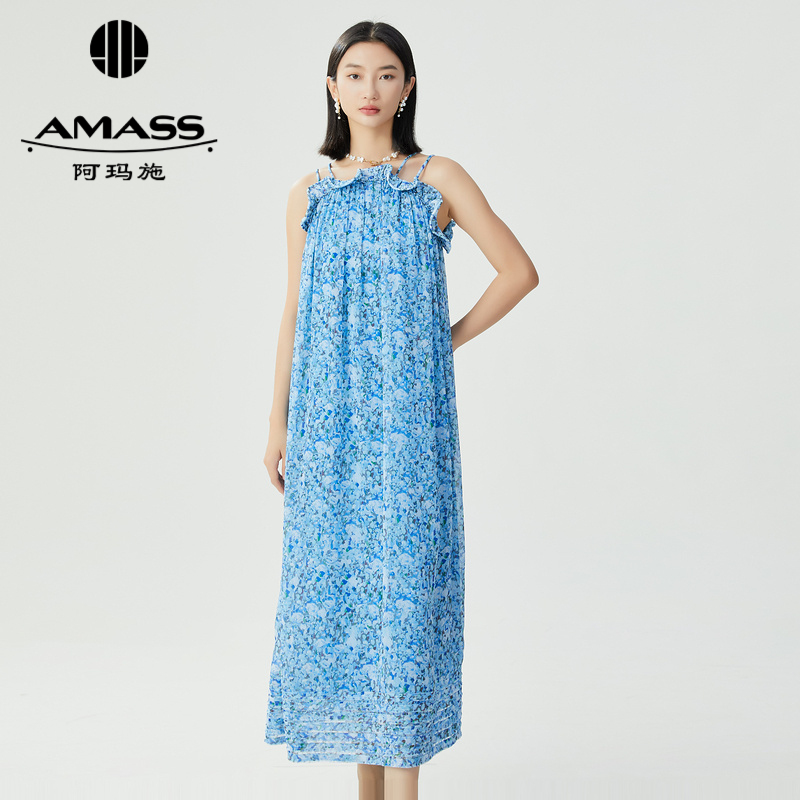 阿玛施AMASS 清新柔和荷叶边细节甜心氛围感洋装5500527