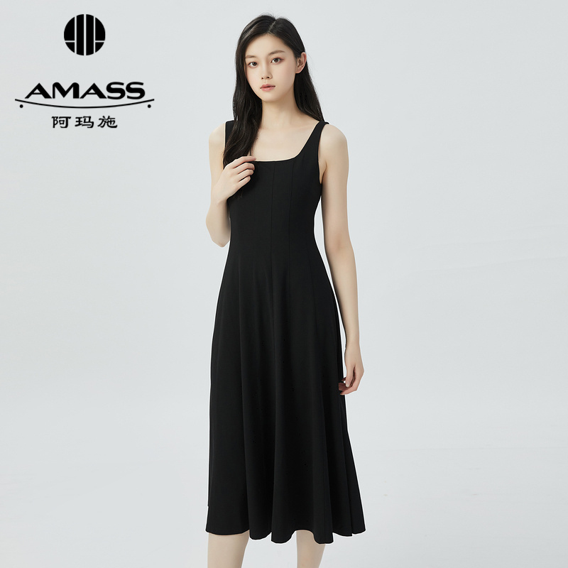 阿玛施AMASS 简约气质复古无袖收腰洋装5500546