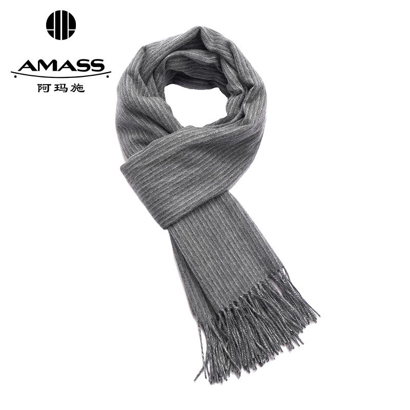 阿玛施AMASS 新款秋冬羊毛羊绒混纺氛围感流苏围巾5800047