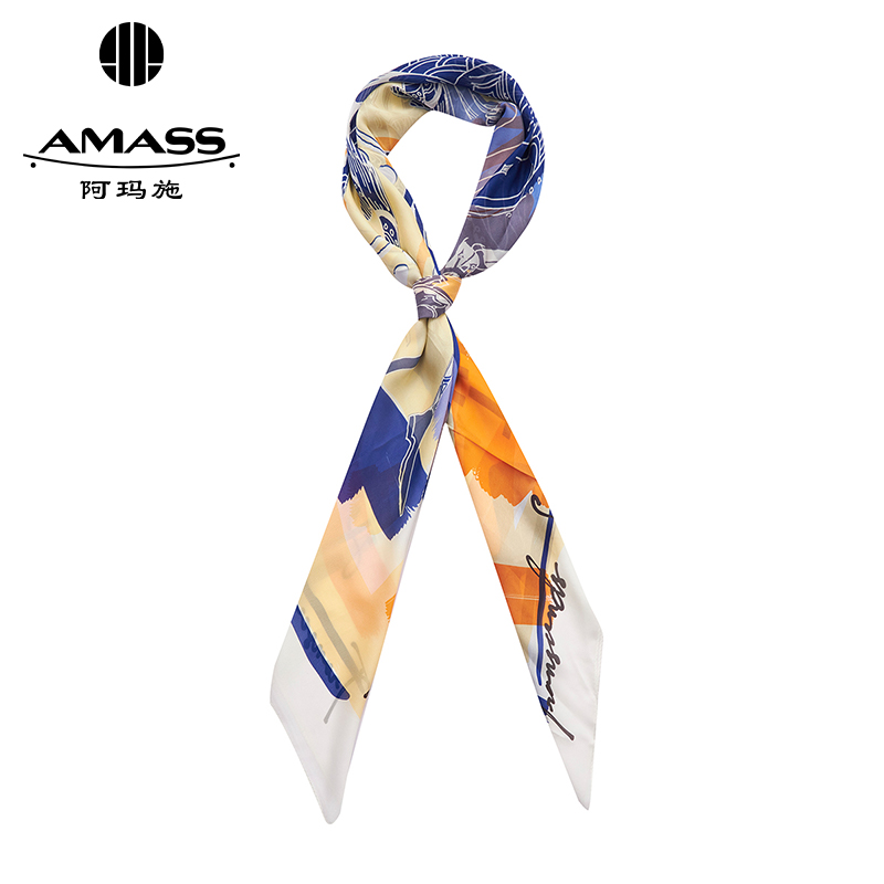 阿玛施AMASS 新款皮影戏系列质感百搭桑蚕丝方形丝巾580032