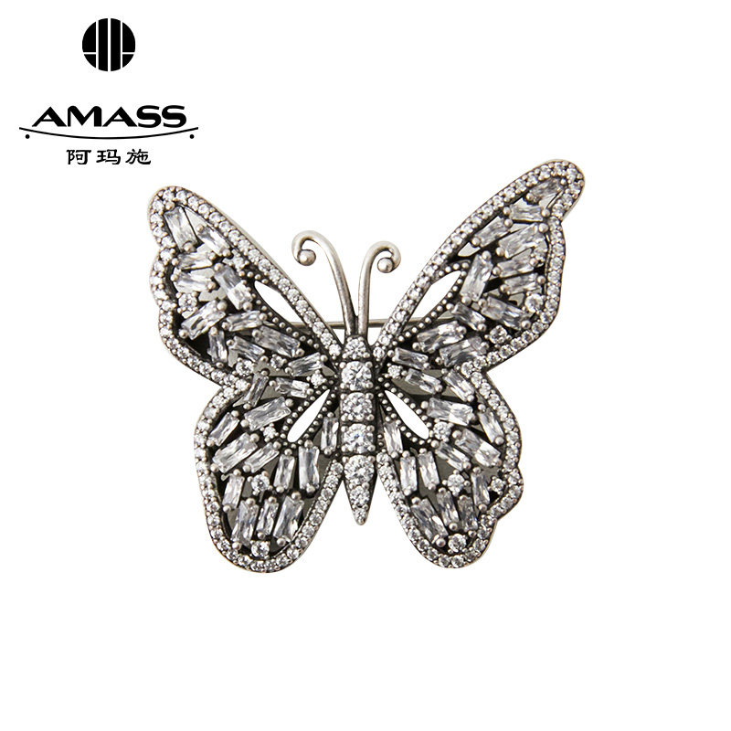 阿玛施AMASS 精致小蝴蝶镶钻胸针590023