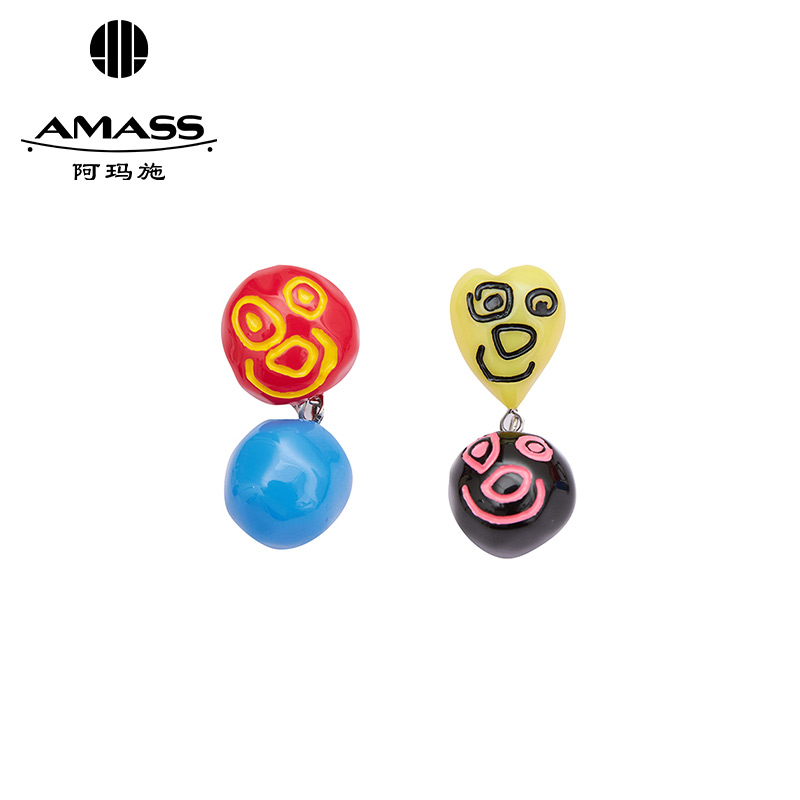 AMASS阿玛施 彩色笑脸AB款耳环5900450