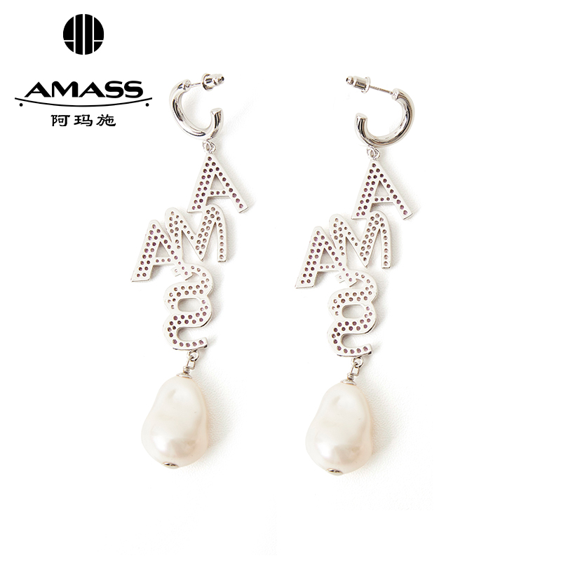 阿玛施AMASS 时尚个性AMASS logo珍珠耳环5900520
