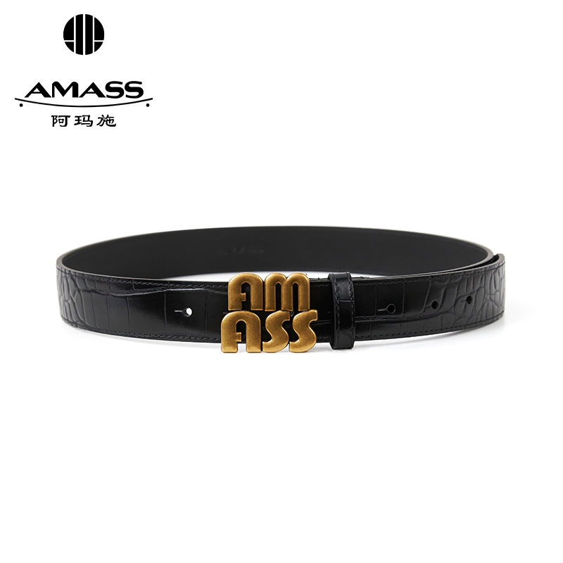 阿玛施AMASS 经典百搭金属LOGO腰带5900524