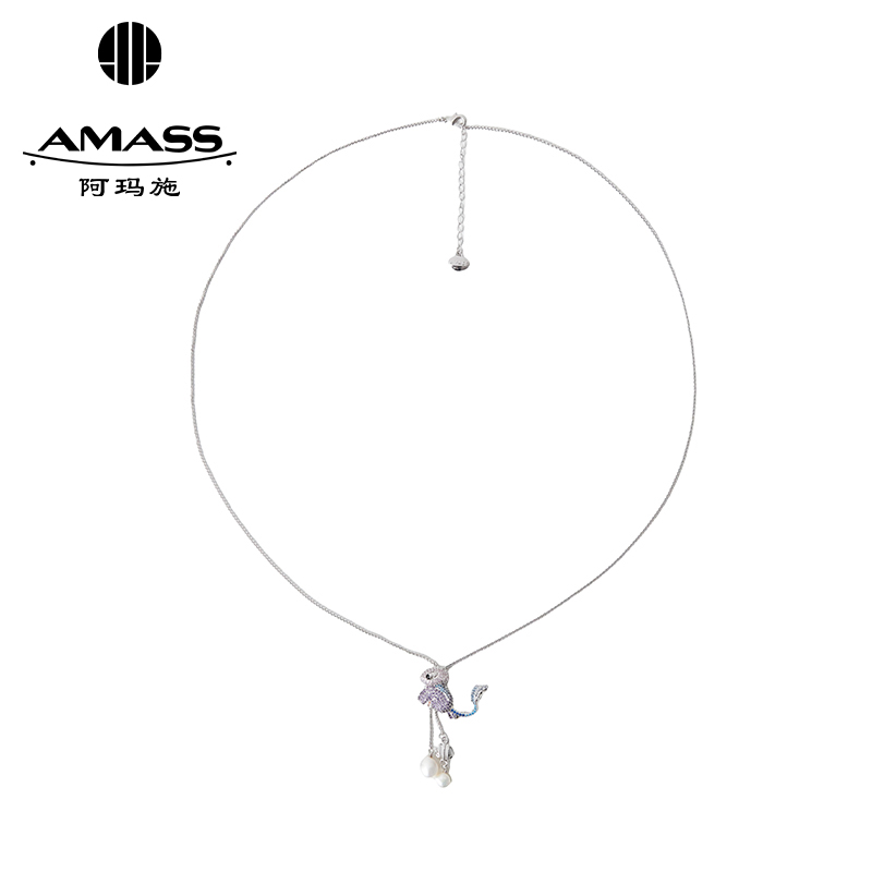 阿玛施AMASS 质感镶钻炫彩龙珍珠项链5900541