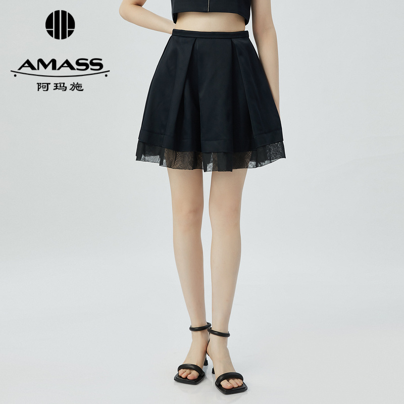 阿玛施AMASS 简约质感轻礼服公主百褶伞裙6200016