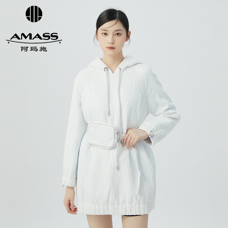 阿玛施AMASS 个性潮流中长款连帽卫衣6300022 附腰带、腰包